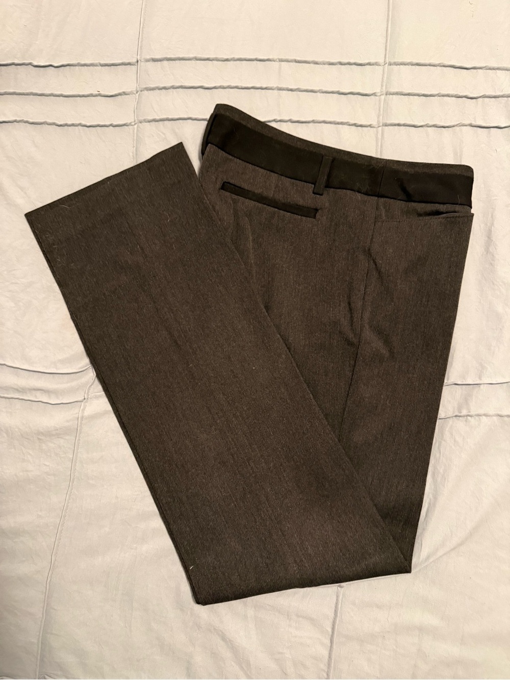 Express Women's Straight-Leg Pants in Dark Brown with Black Waistband
